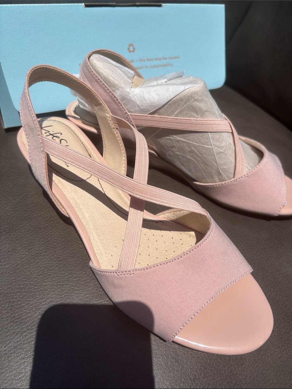 Life Stride Blush Pink Crisscross Slingback Sandals - Women sz 8.5 new - Picture 2 of 7